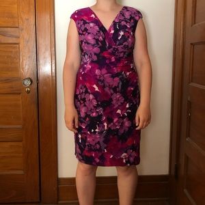 Ralph Lauren Wrap Pink/Purple Floral Print Dress